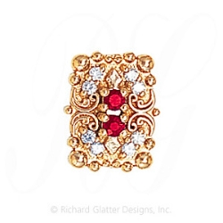 GS530 R/D - 14 Karat Gold Slide with Ruby center and Diamond accents 